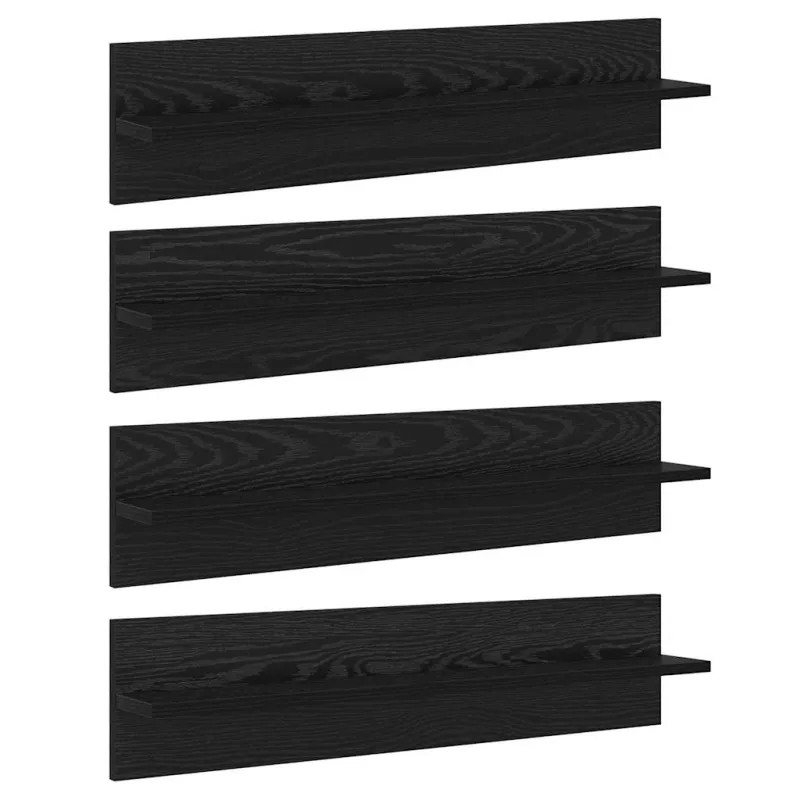 Sieninės lentynos 4 pcs Juodas ąžuolas 80 x 11,5 x 18 cm