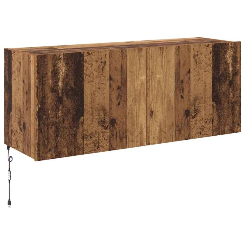 TV sieninė spintelė su LED Senovinis medis 100 x 35 x 41 cm