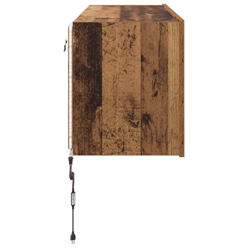 TV sieninė spintelė su LED Senovinis medis 100 x 35 x 41 cm