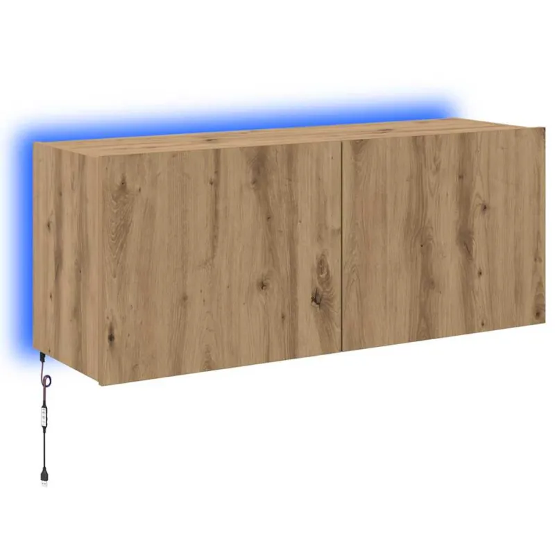 TV sieninė spintelė su LED Amatininkų ąžuolas 100 x 35 x 41 cm