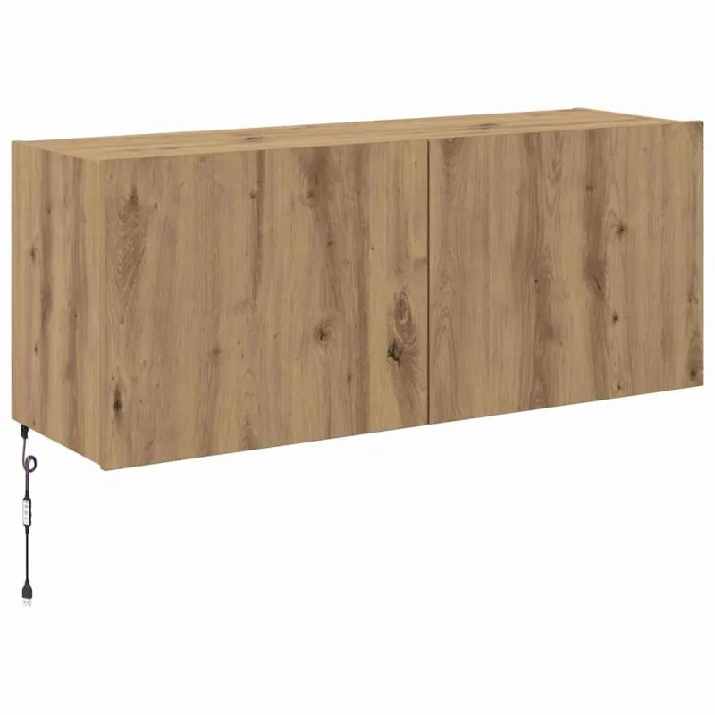 TV sieninė spintelė su LED Amatininkų ąžuolas 100 x 35 x 41 cm