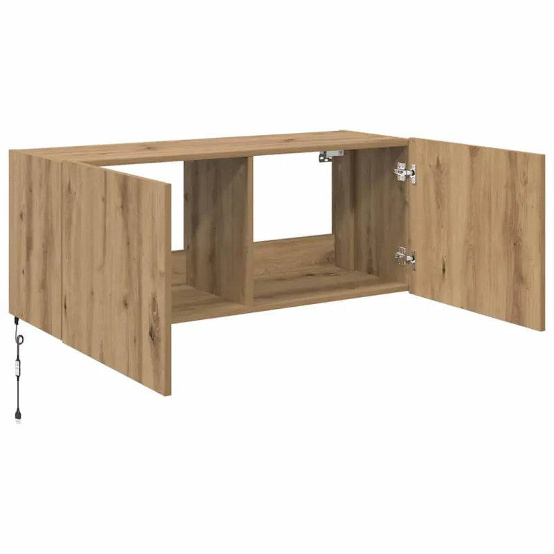 TV sieninė spintelė su LED Amatininkų ąžuolas 100 x 35 x 41 cm