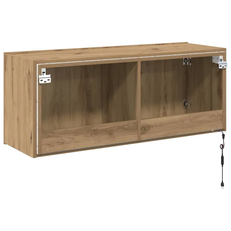 TV sieninė spintelė su LED Amatininkų ąžuolas 100 x 35 x 41 cm