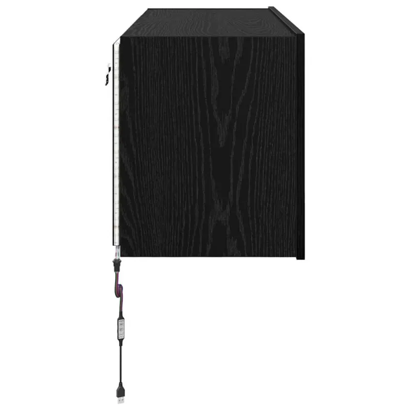 TV sieninė spintelė su LED Juodas ąžuolas 100 x 35 x 41 cm
