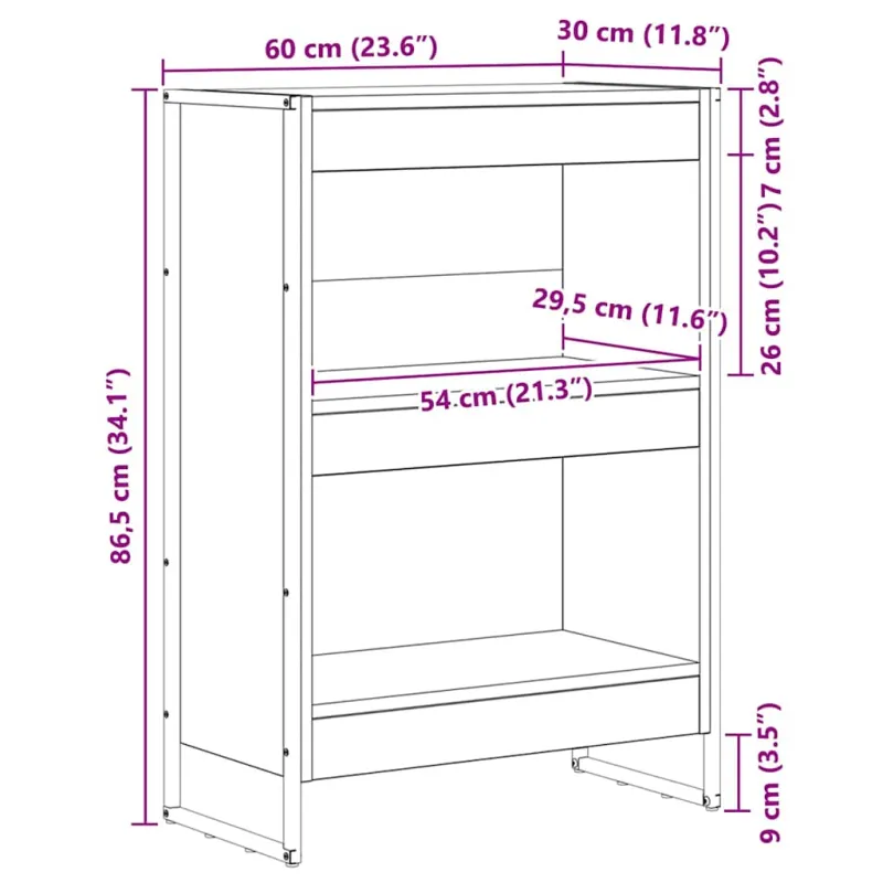 Knygų spinta Senovinis medis 60 x 30 x 86,5 cm Apdirbta mediena
