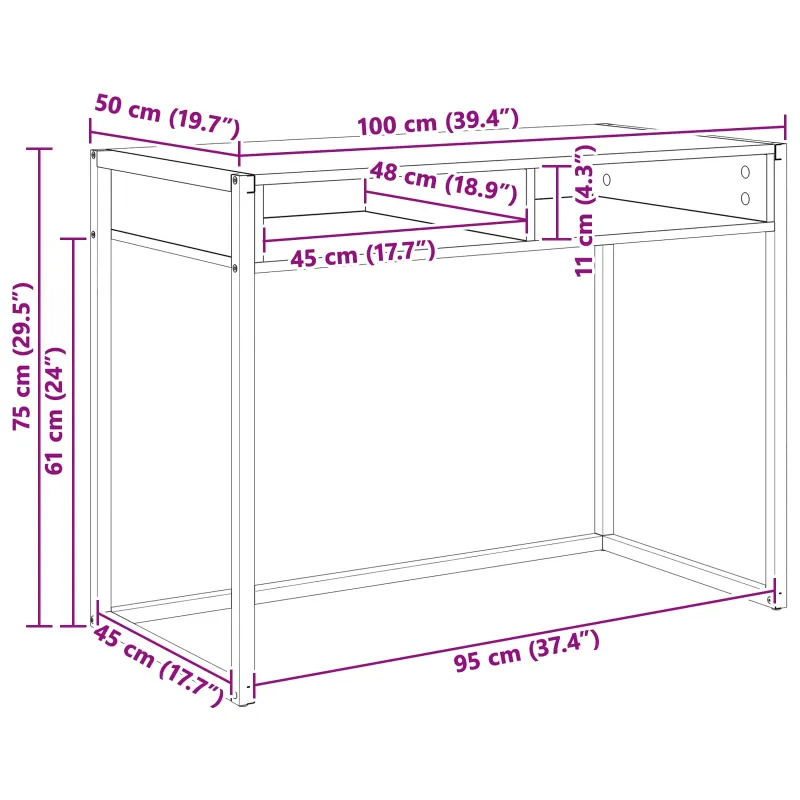 Stalas Pilkas Sonoma 100 x 50 x 75 cm Apdirbta mediena