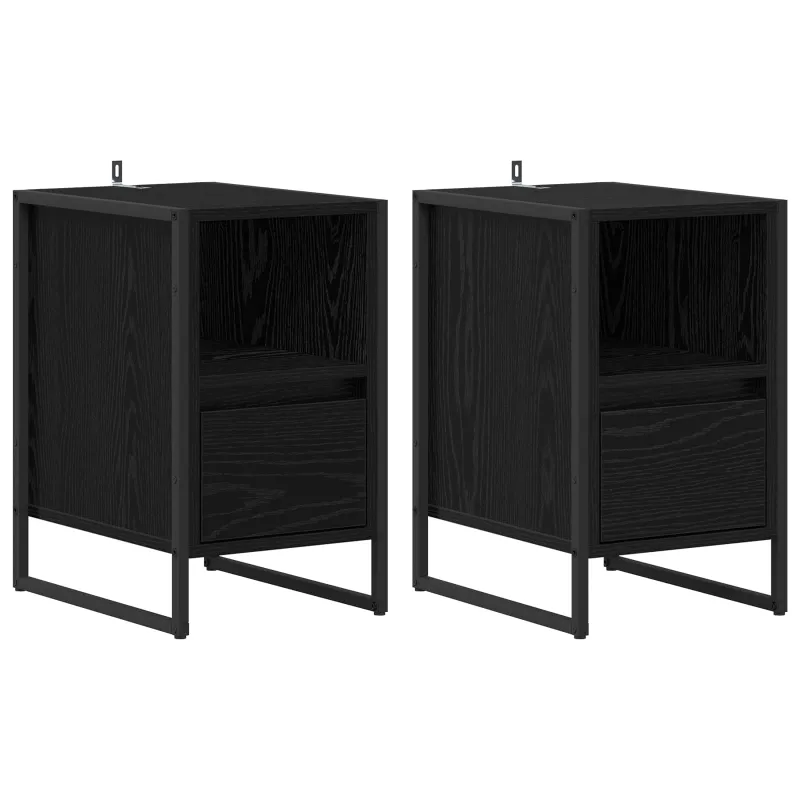 Naktinis staliukas 2 pcs Juodas ąžuolas 39,5 x 30 x 50 cm