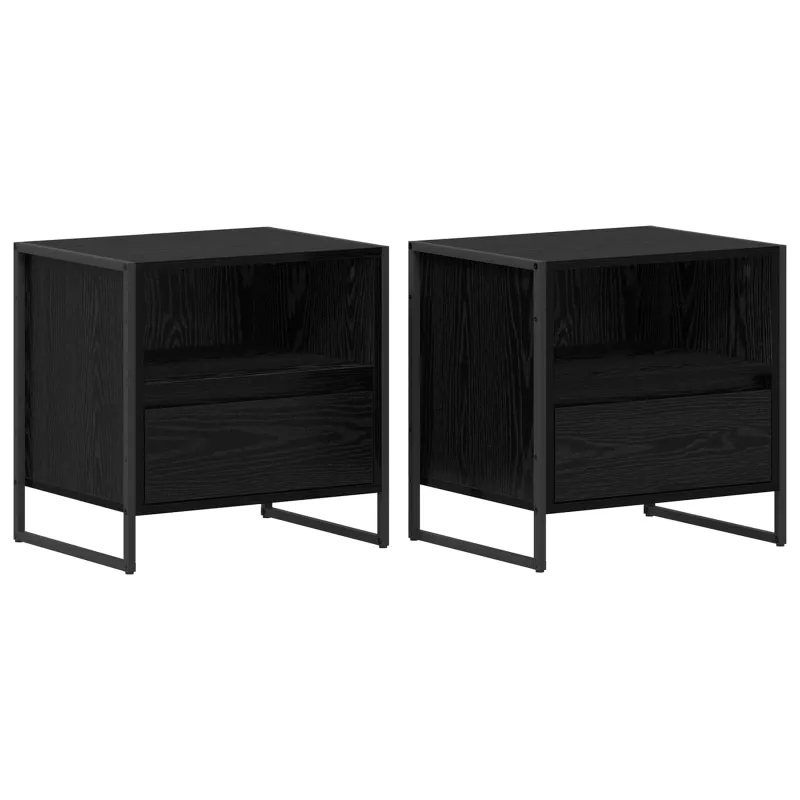 Naktinis staliukas 2 pcs Juodas ąžuolas 50 x 39,5 x 50 cm
