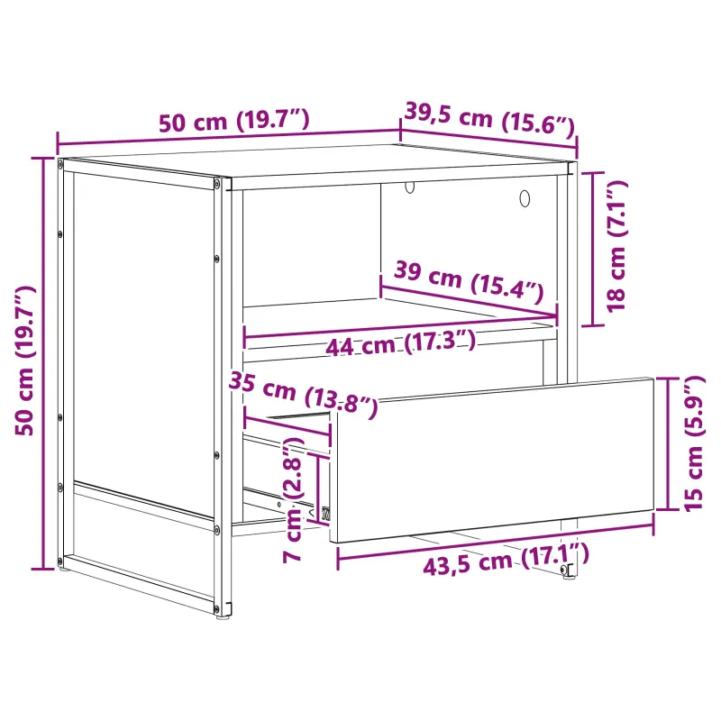 Naktinis staliukas 2 pcs Juodas ąžuolas 50 x 39,5 x 50 cm