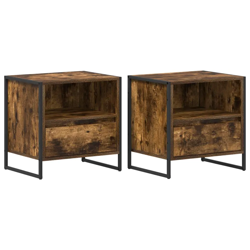 Naktinis staliukas 2 pcs Dūminis ąžuolas 50 x 39,5 x 50 cm