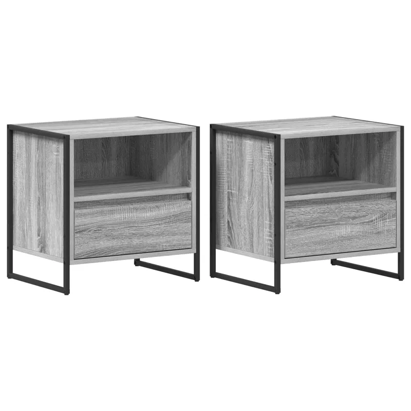 Naktinis staliukas 2 pcs Pilkas Sonoma 50 x 39,5 x 50 cm