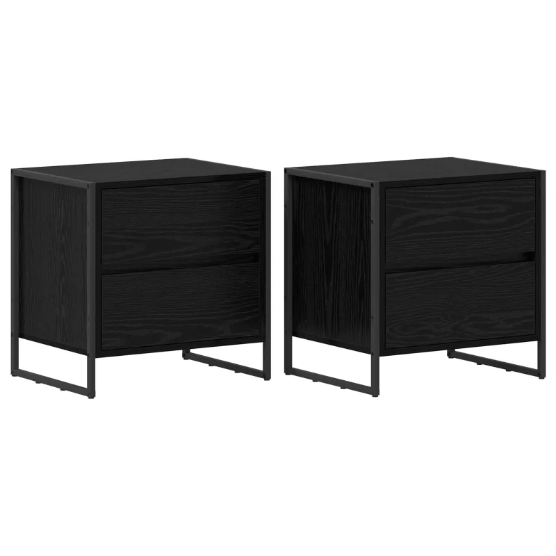 Naktinis staliukas 2 pcs Juodas ąžuolas 50 x 39.5 x 50 cm