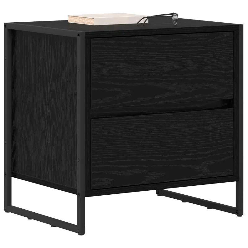 Naktinis staliukas 2 pcs Juodas ąžuolas 50 x 39.5 x 50 cm