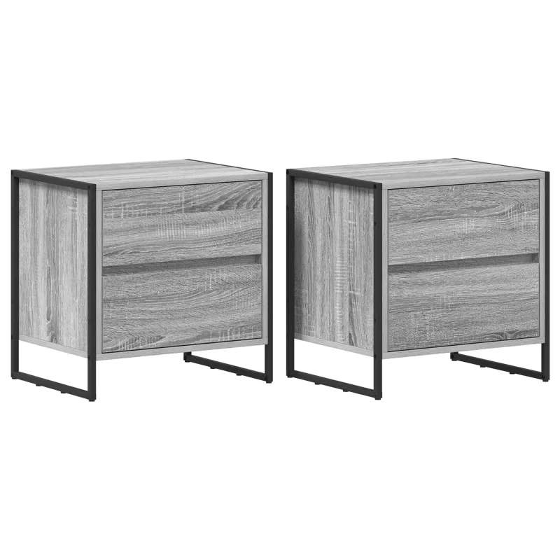 Naktinis staliukas 2 pcs Pilkas Sonoma 50 x 39.5 x 50 cm