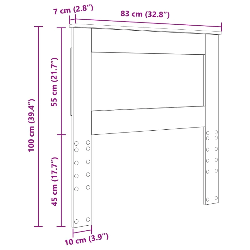 Galvūgalis su galvūgalio Betono pilka 80 cm Apdirbta mediena
