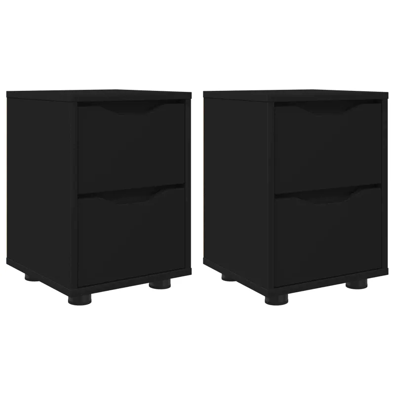 Naktiniai staliukai su stalčių 2 pcs Juoda 30,5 x 30 x 43 cm