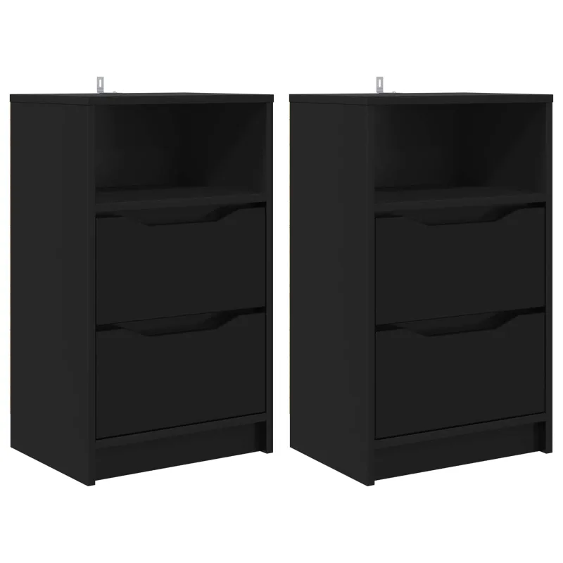 Naktiniai staliukai su stalčių 2 pcs Juoda 40 x 30 x 467 cm