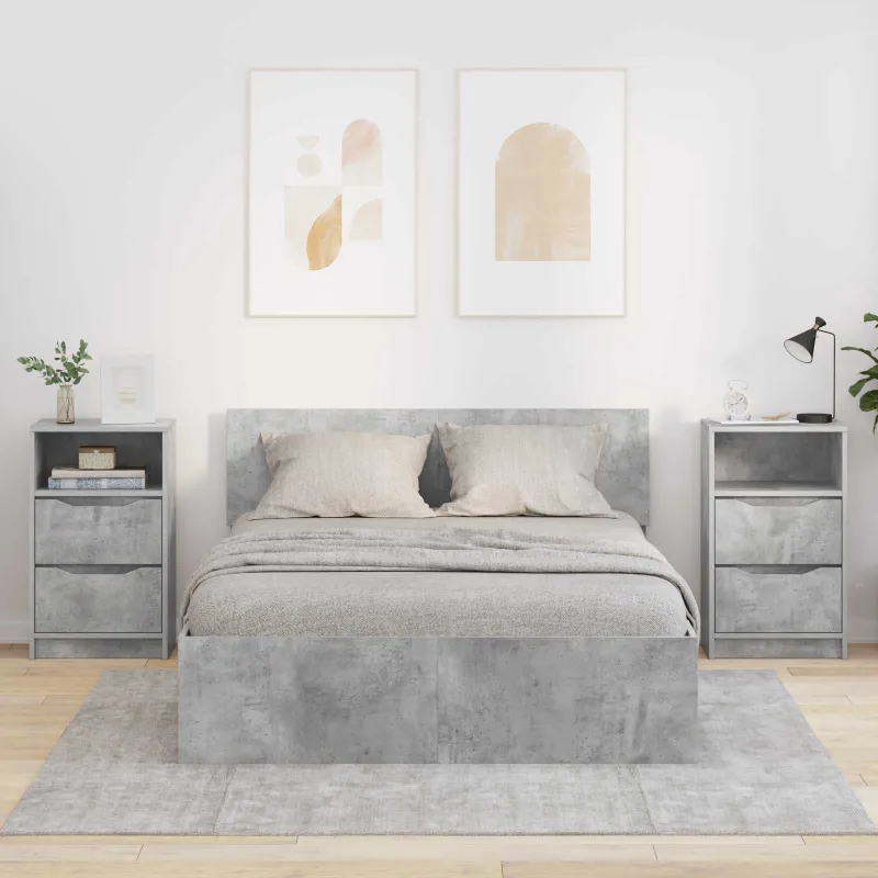 Naktiniai staliukai 2 pcs Betono pilka 40 x 30 x 467 cm