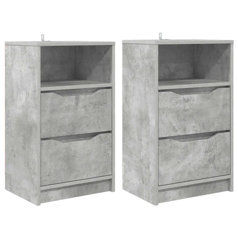 Naktiniai staliukai 2 pcs Betono pilka 40 x 30 x 467 cm