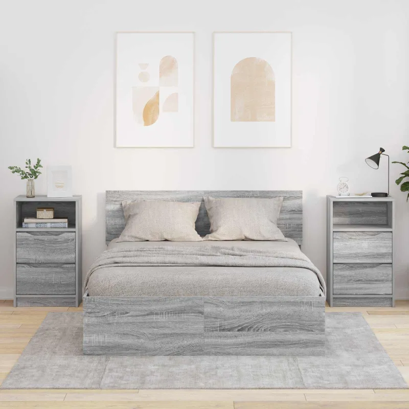 Naktiniai staliukai 2 pcs Pilkas Sonoma 40 x 30 x 467 cm