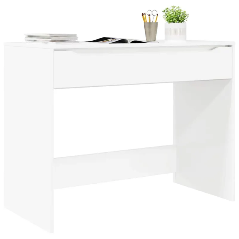 Stalas su stalčių Aukšto Blizgesio Baltas 100 x 50 x 78 cm