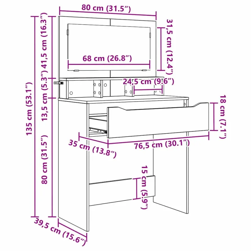 Miegamojo persirengimo stalai Sonoma ąžuolas 80 x 39,6 x 135 cm