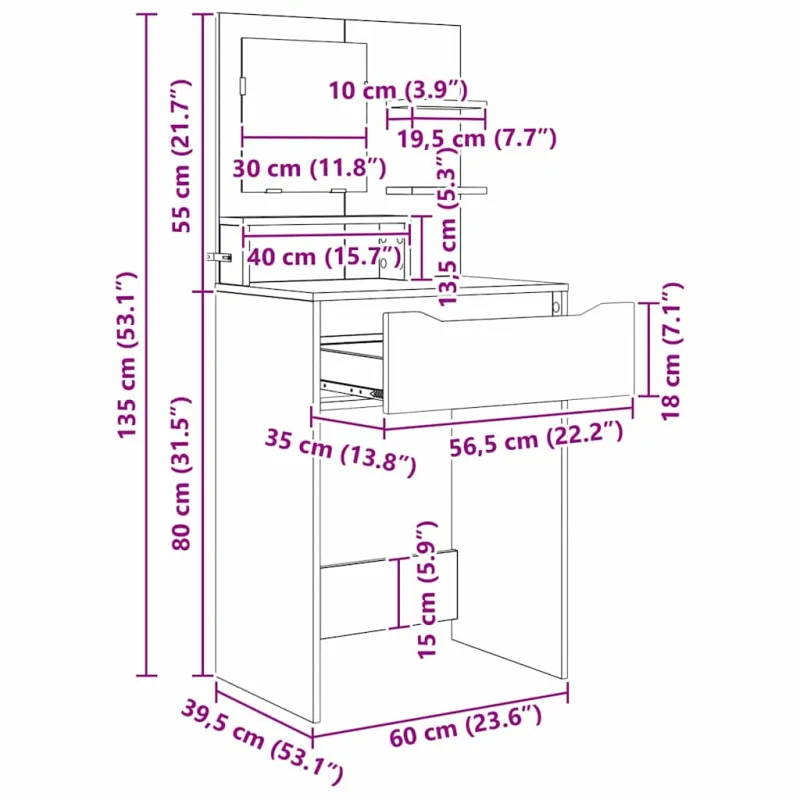 Miegamojo persirengimo stalai Balta 80 x 39,6 x 135 cm