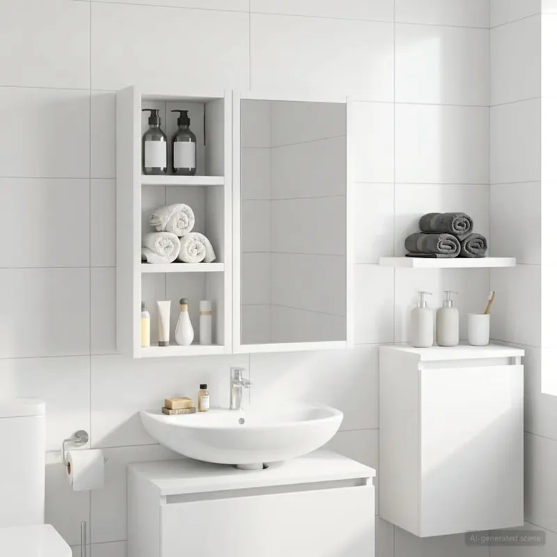 Vonios sieninė spintelė Baltas 20 x 10 x 50 cm Dirbtinė mediena