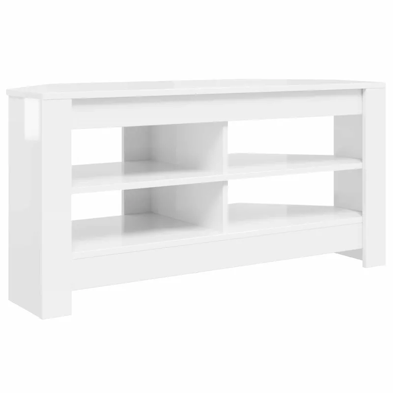 KampinėTVspintelė Aukšto blizgesio balta 102 x 40,5 x 45 cm