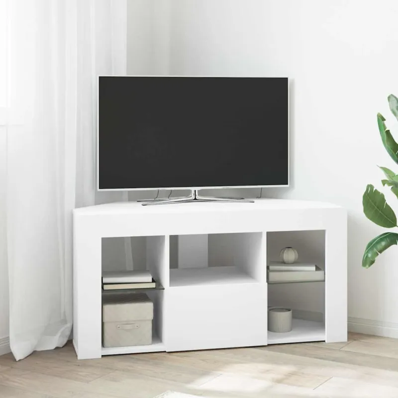 Kampinė LED televizoriaus spinta Balta 100 x 40 x 50 cm