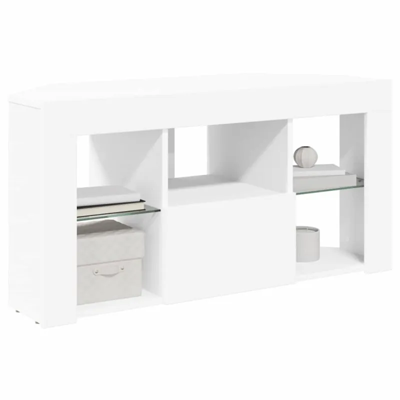 Kampinė LED televizoriaus spinta Balta 100 x 40 x 50 cm