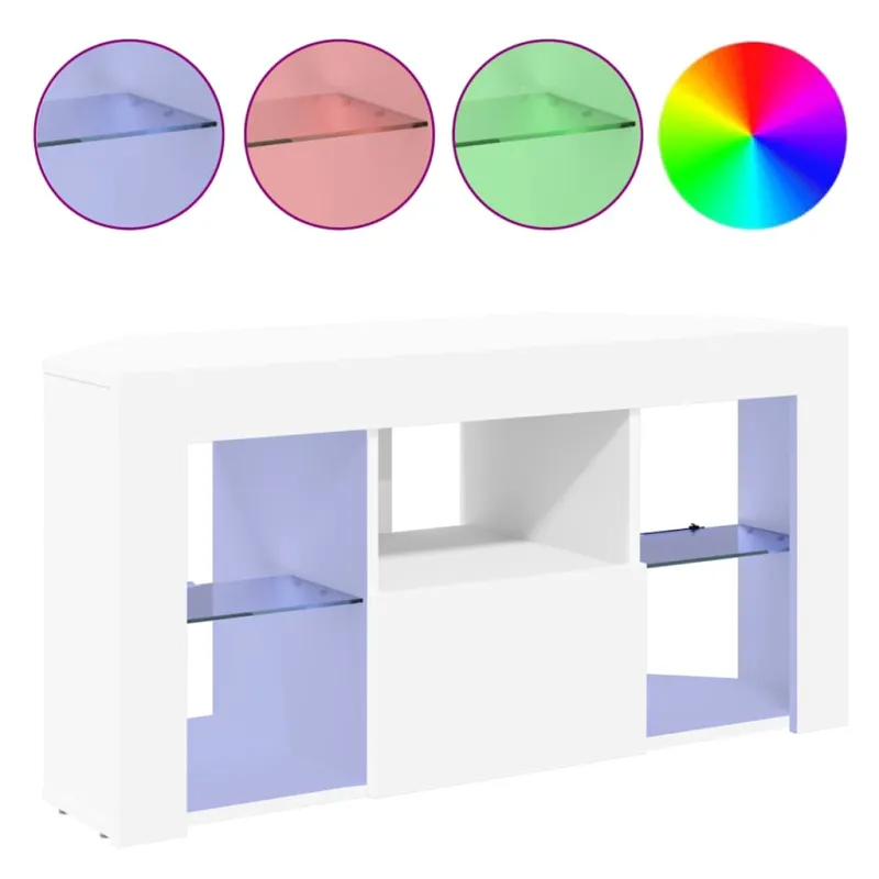 Kampinė LED televizoriaus spinta Balta 100 x 40 x 50 cm