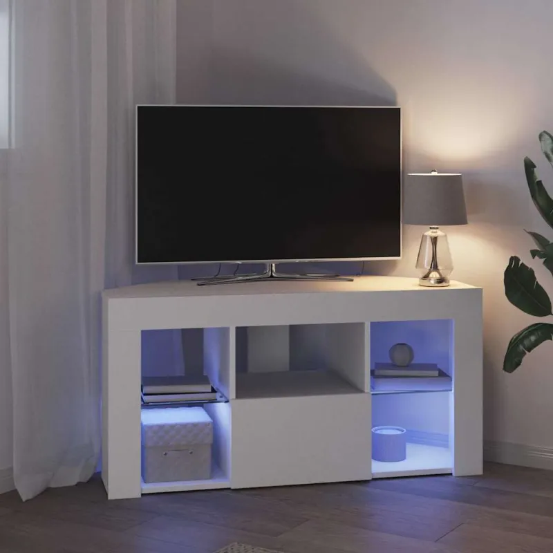 Kampinė LED televizoriaus spinta Balta 100 x 40 x 50 cm