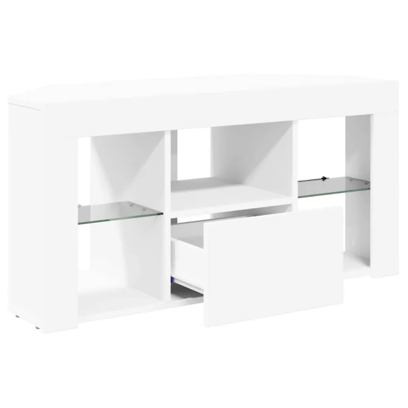 Kampinė LED televizoriaus spinta Balta 100 x 40 x 50 cm