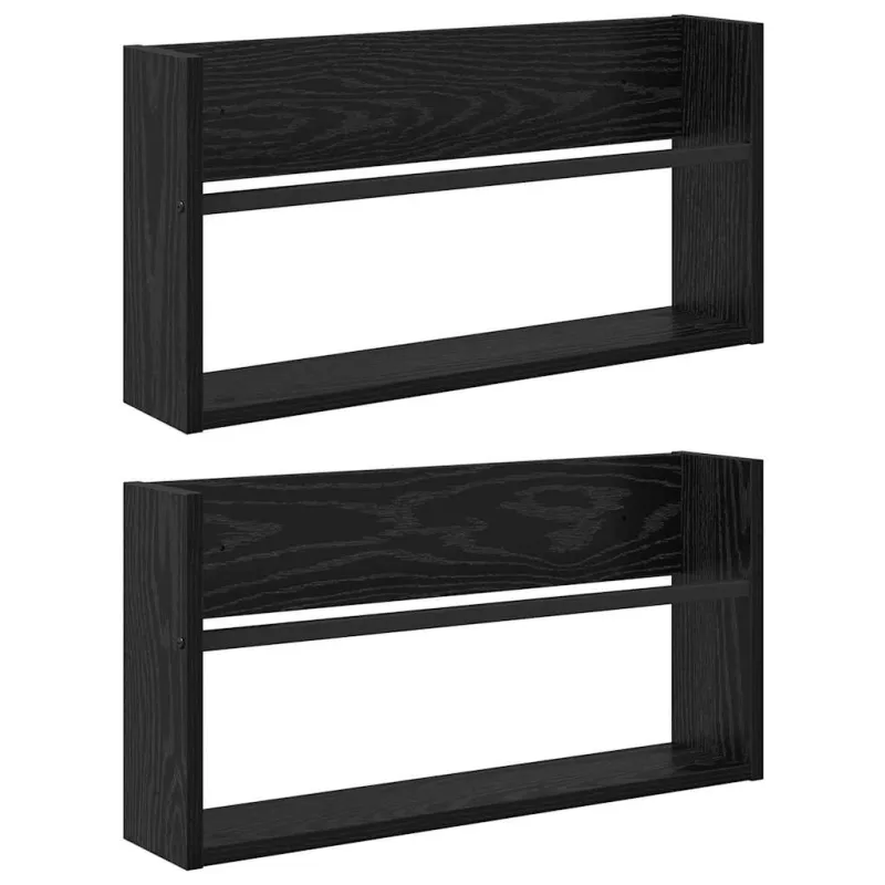 Žurnalų stovas su lentyna 2 pcs Juodas ąžuolas 60 x 12 x 30 cm