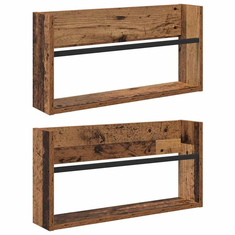 Žurnalų stovas su lentyna 2 pcs Senas medis 60 x 12 x 30 cm
