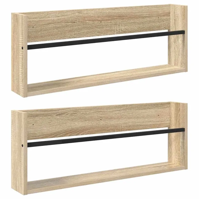 Žurnalų stovas su lentyna 2 pcs Sonoma ąžuolas 80 x 12 x 30 cm