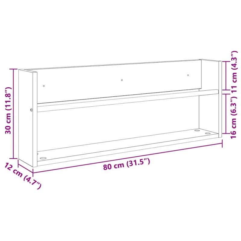 Žurnalų stovas su lentyna 2 pcs Rūkyta ąžuolas 80 x 12 x 30 cm