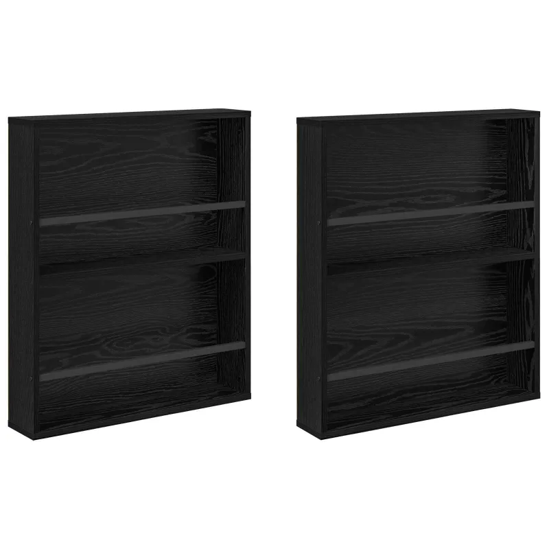 Žurnalų stovas su lentyna 2 pcs Juodas ąžuolas 60 x 12 x 70 cm