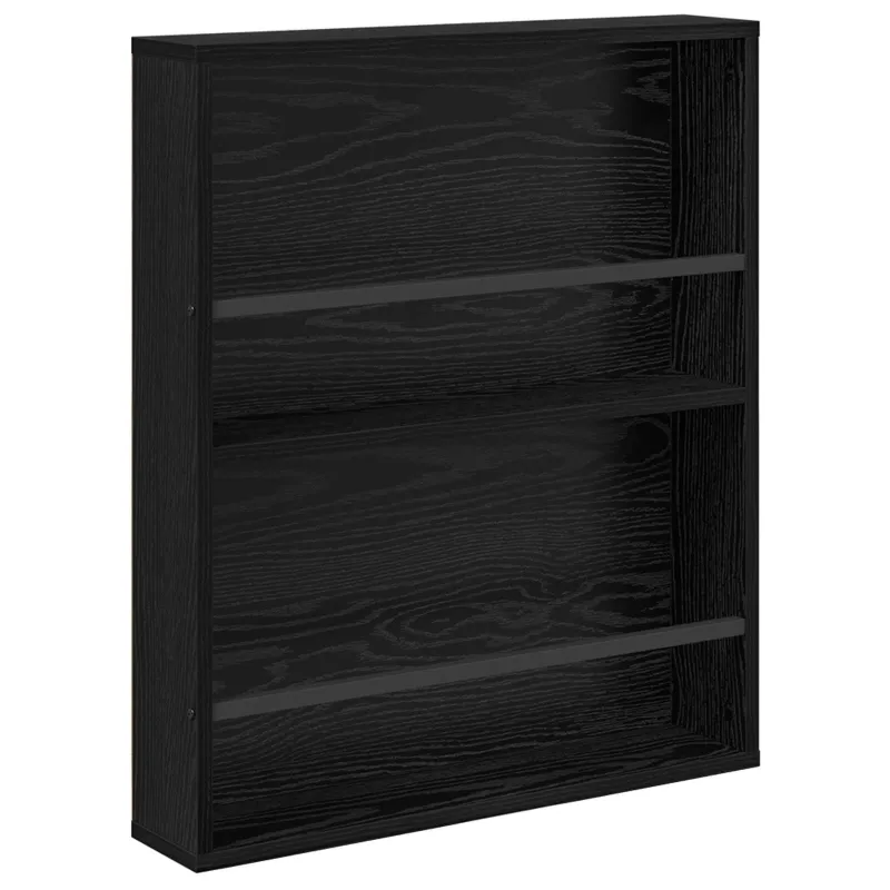 Žurnalų stovas su lentyna 2 pcs Juodas ąžuolas 60 x 12 x 70 cm