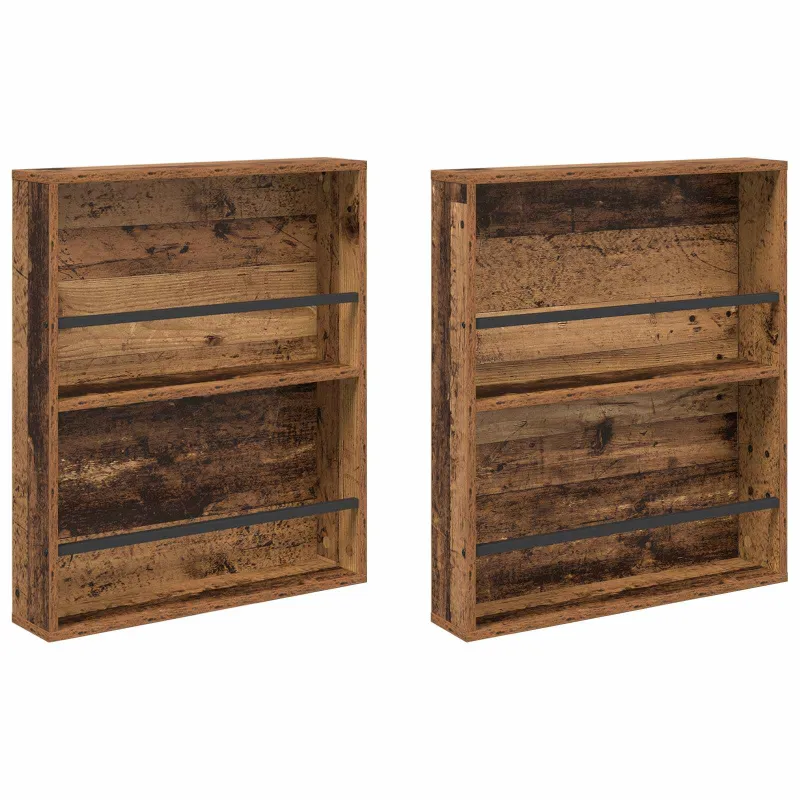 Žurnalų stovas su lentyna 2 pcs Senas medis 60 x 12 x 70 cm