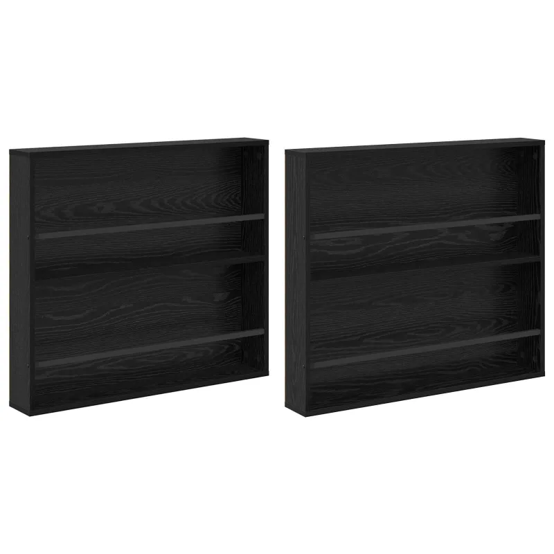 Žurnalų stovas su lentyna 2 pcs Juodas ąžuolas 80 x 12 x 70 cm