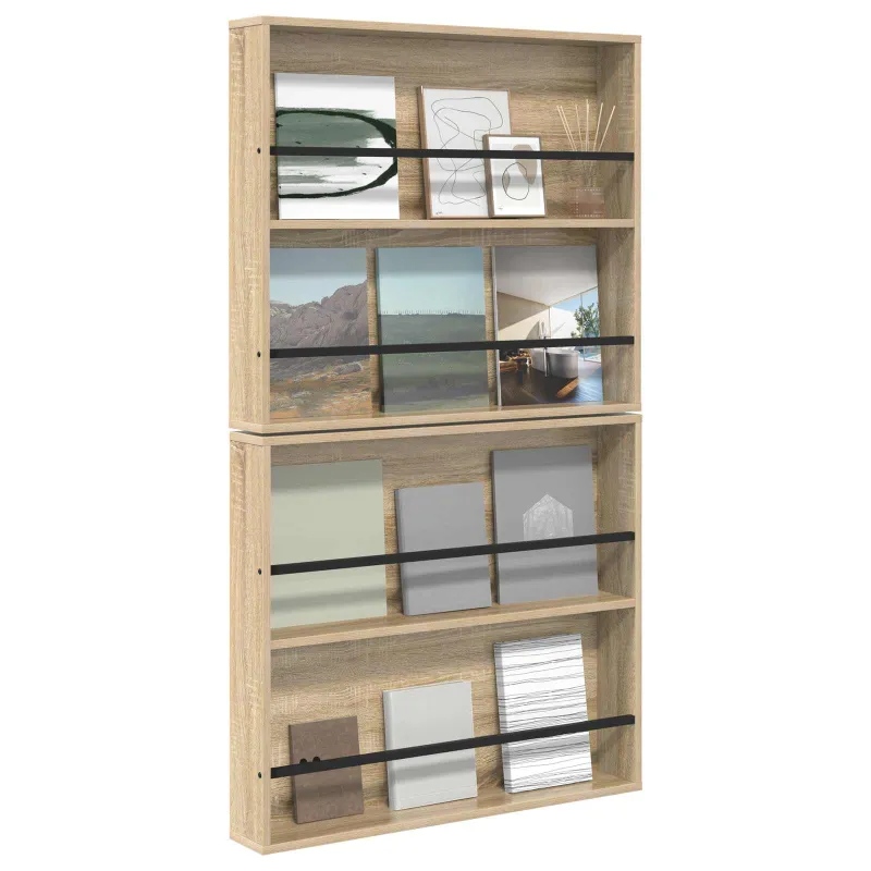 Žurnalų stovas su lentyna 2 pcs Sonoma ąžuolas 80 x 12 x 70 cm