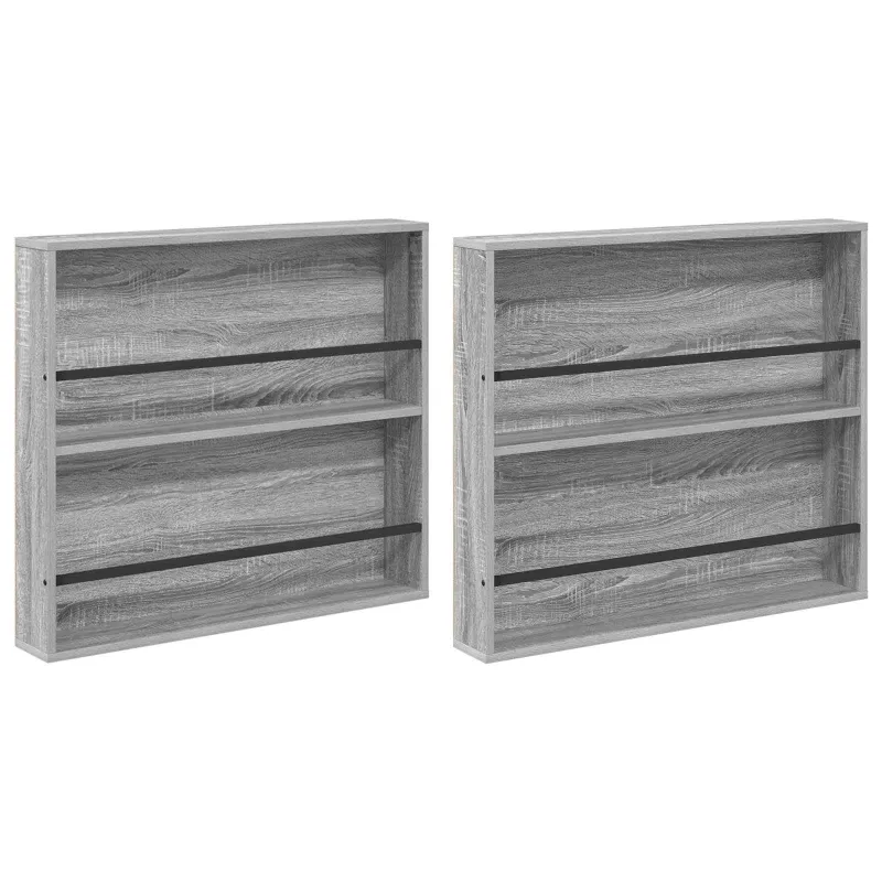 Žurnalų stovas su lentyna 2 pcs Pilkas Sonoma 80 x 12 x 70 cm