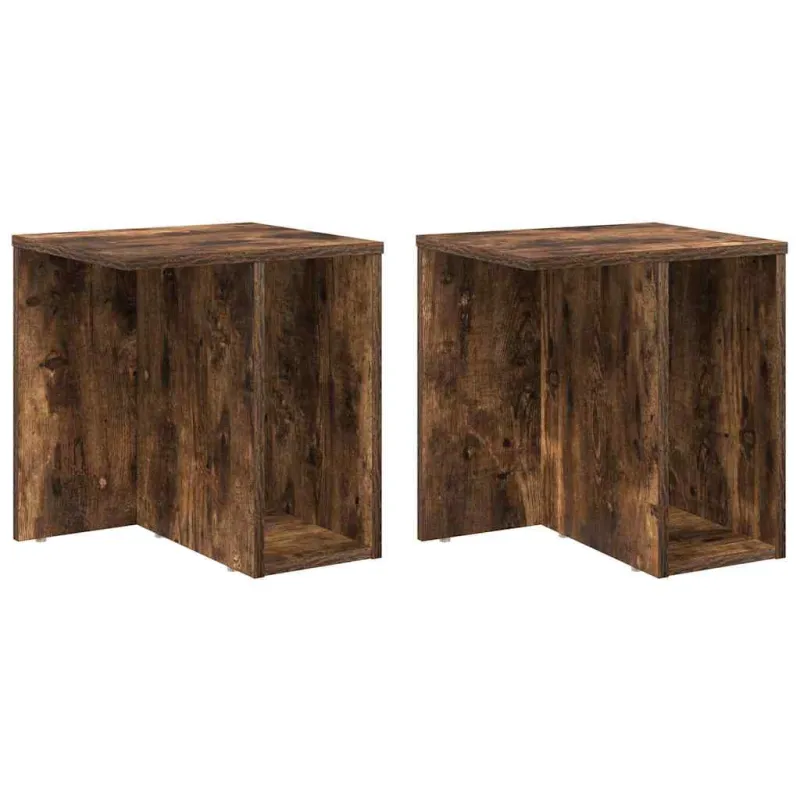 Žurnalinis staliukas 2 pcs Rūkyta ąžuolas 37 x 32 x 40 cm