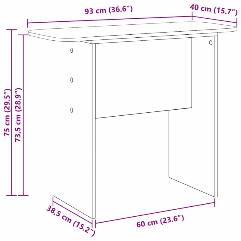 Konsolinis stalas Betono pilka 93 x 40 x 75 cm Apdirbta mediena