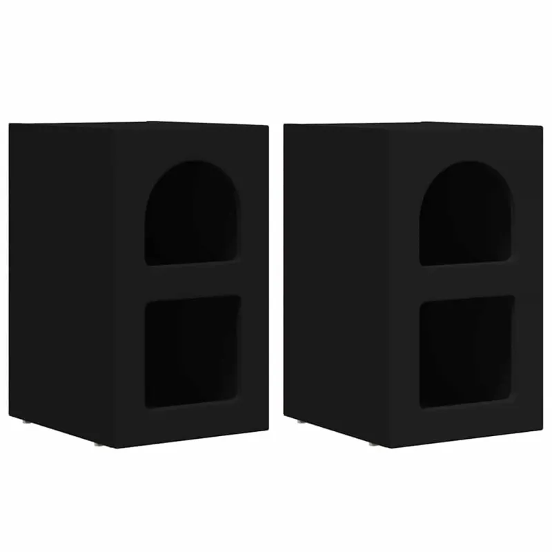 Naktinis staliukas 2 pcs Juoda 29,5 x 33,5 x 50 cm