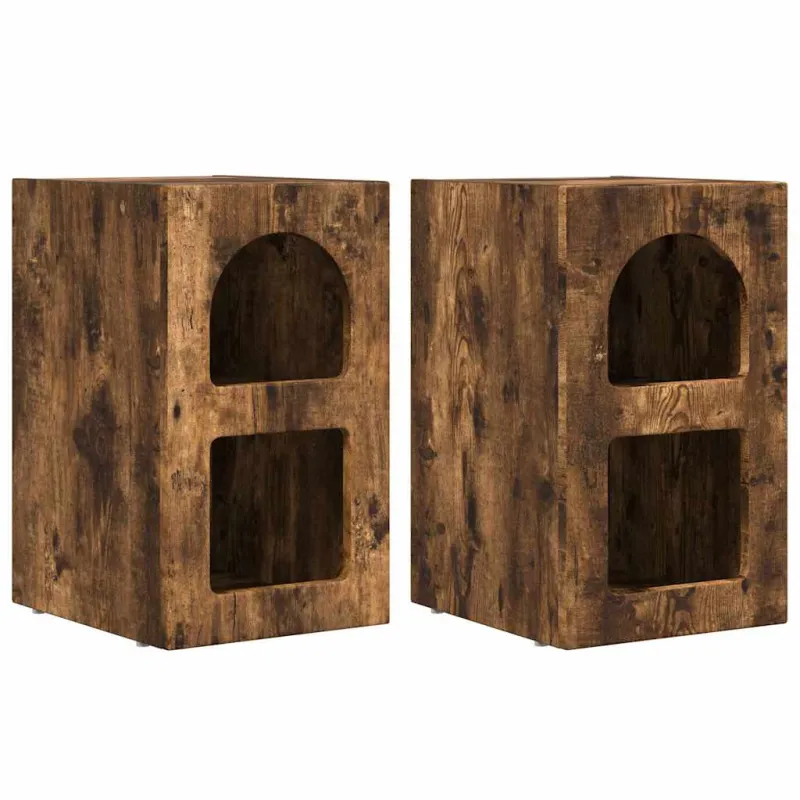 Naktinis staliukas 2 pcs Rūkyta ąžuolas 29,5 x 33,5 x 50 cm