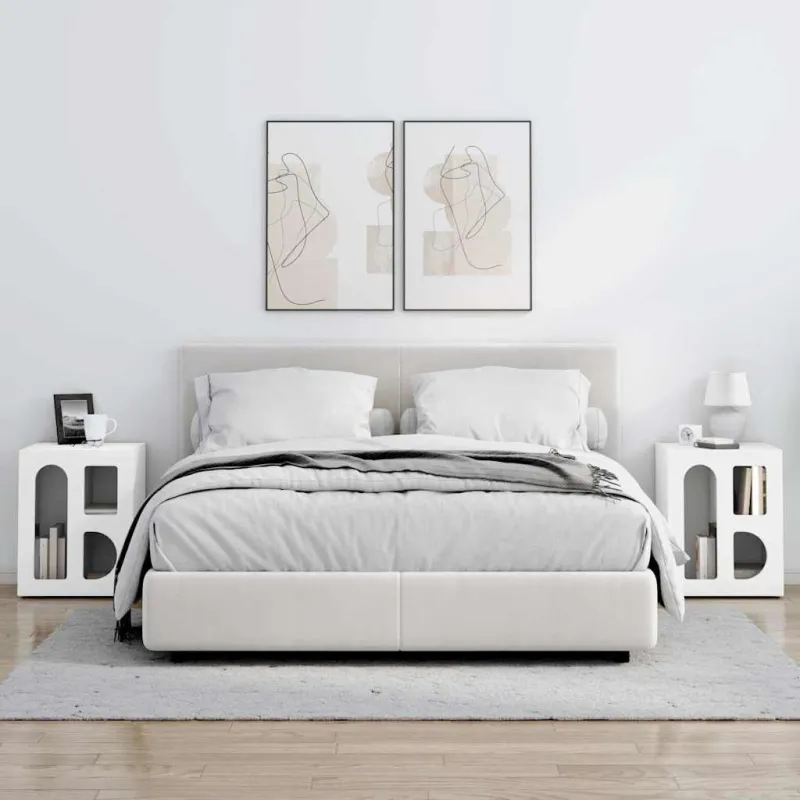 Naktinis staliukas 2 pcs Balta 40 x 35 x 50 cm Apdirbta mediena