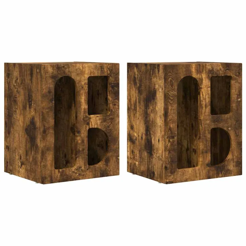Naktinis staliukas 2 pcs Rūkyta ąžuolas 40 x 35 x 50 cm